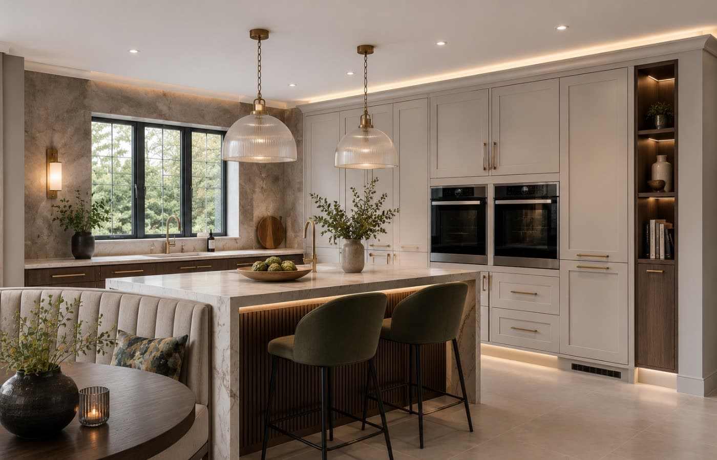 Bespoke shaker kitchen with marble island